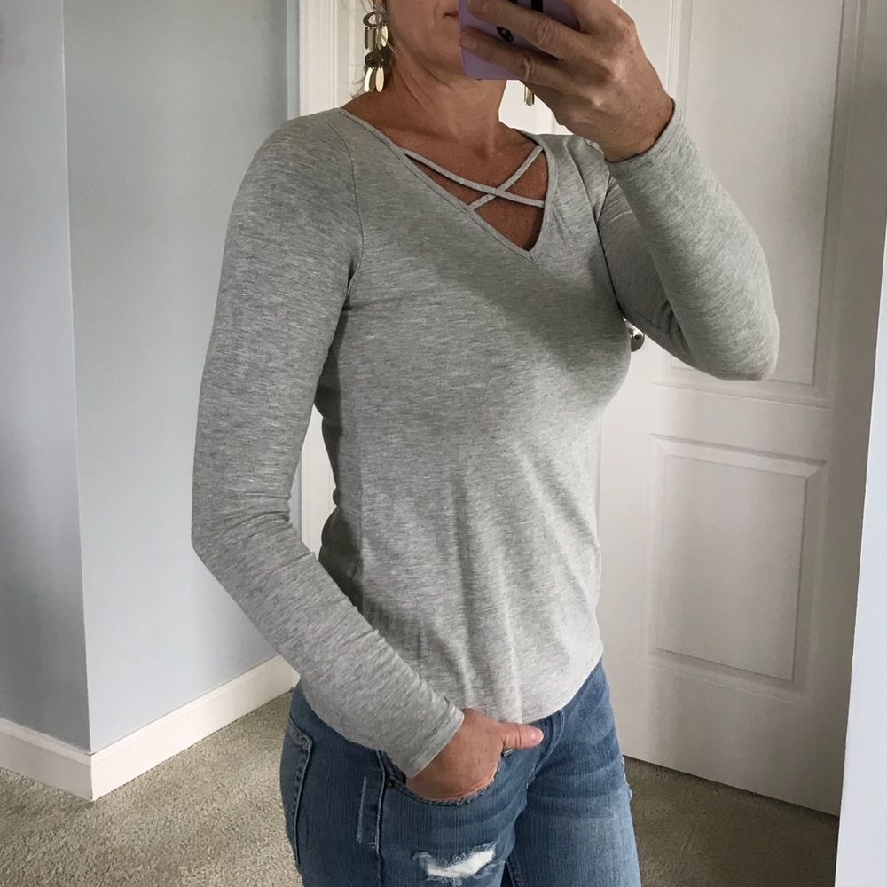 Light Grey Long Sleeve Top - Picture 2 of 7